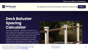 Screenshot of Deck Baluster & Spindle Spacing Calculator - Decks.com