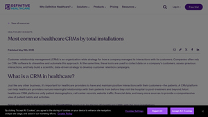Screenshot of Most common healthcare CRMs by total installations