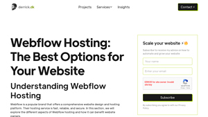 Screenshot of Webflow Hosting: The Best Options for Your Website | Derrick.dk