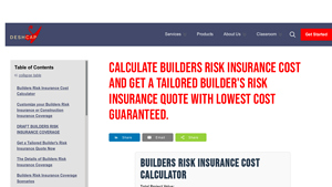 Screenshot of Calculate Builders Risk Insurance Cost and Get a ... - DeshCap