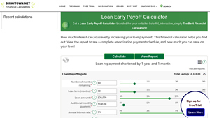 Screenshot of Loan Early Payoff Calculator