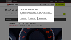 Screenshot of Calculate Your Weekly & Annual Mileage Online - Direct Line