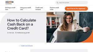 Screenshot of How to Calculate Cash Back on a Credit Card? - Discover