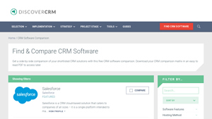 Screenshot of CRM Software Comparison | Compare CRM Pricing, Features & More