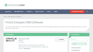 Screenshot of CRM Software Comparison | Compare CRM Pricing, Features & More
