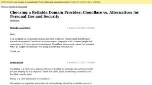 Screenshot of Choosing a Reliable Domain Provider: Cloudflare vs. Alternatives ...