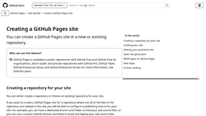Screenshot of Creating a GitHub Pages site