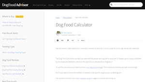 Screenshot of Dog Food Calculator - Dog Food Advisor