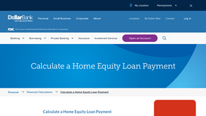 Screenshot of Calculate a Home Equity Loan Payment - Dollar Bank
