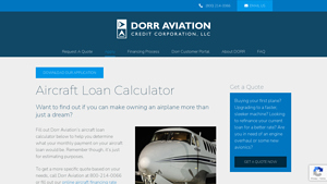 Screenshot of Aircraft Loan Calculator - Dorr Aviation