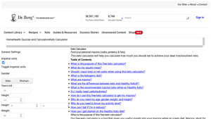 Screenshot of Free Keto Calculator - Check Your Keto Macros Fast | Dr. Berg