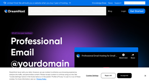Screenshot of Email Hosting for Small Businesses - DreamHost