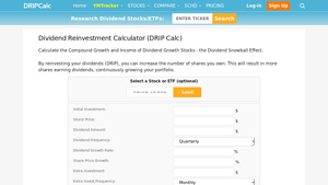 Screenshot of DRIPCalc: Dividend Reinvestment Calculator