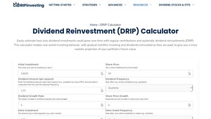 Screenshot of Dividend Reinvestment (DRIP) Calculator
