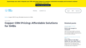 Screenshot of Copper CRM Pricing: Affordable Solutions for SMBs - Drop Cowboy