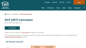 Screenshot of DCP Savings Calculator - Department of Retirement Systems