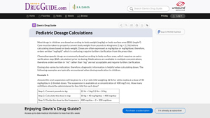 Screenshot of Pediatric Dosage Calculations - Davis's Drug Guide