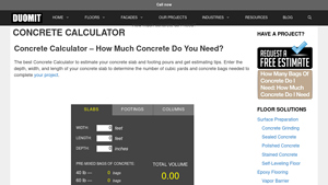 Screenshot of Concrete Calculator - How Much Concrete Do You Need? - duomit