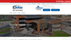 Screenshot of Individual 401k Calculator - DuTrac Community Credit Union