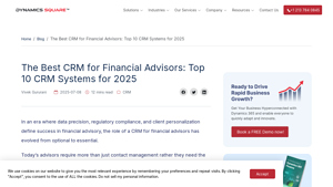 Screenshot of Top 10 CRM For Financial Advisors In 2025 - Dynamics Square
