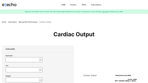 Screenshot of Cardiac Output - E-Echocardiography