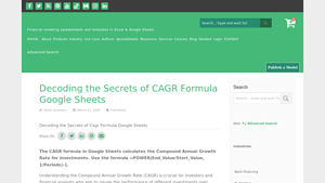 Screenshot of Decoding the Secrets of CAGR Formula Google Sheets