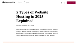 Screenshot of 5 Types of Website Hosting in 2025 Explained - Elementor