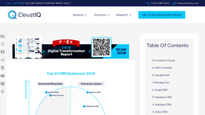 Screenshot of Top 10 CRM Systems in 2025 - ElevatIQ