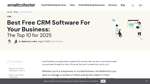 Screenshot of Best Free CRM Software For Your Business: The Top 10 for 2025