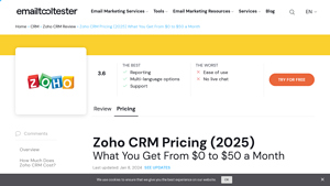 Screenshot of Zoho CRM Pricing - All the Plans and Features Explained