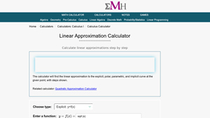 Screenshot of Linear Approximation Calculator - eMathHelp