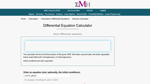 Screenshot of Differential Equation Calculator - eMathHelp