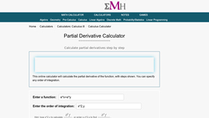 Screenshot of Partial Derivative Calculator - eMathHelp