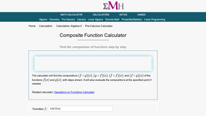 Screenshot of Composite Function Calculator - eMathHelp