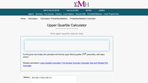 Screenshot of Upper Quartile Calculator - eMathHelp
