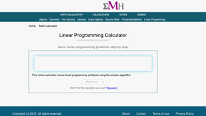 Screenshot of Linear Programming Calculator - eMathHelp