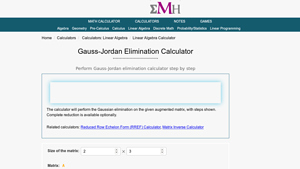 Screenshot of Gauss-Jordan Elimination Calculator - eMathHelp