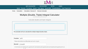 Screenshot of Multiple (Double, Triple) Integral Calculator - eMathHelp