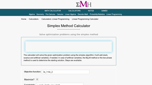 Screenshot of Simplex Method Calculator - eMathHelp