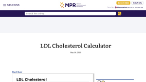 Screenshot of LDL Cholesterol Calculator- MPR - eMPR.com