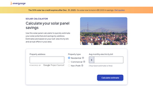 Screenshot of Solar Calculator: Estimate 2025 Solar Savings - EnergySage