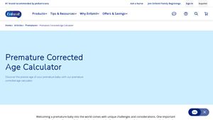 Screenshot of Premature Corrected Age Calculator | Enfamil