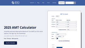 Screenshot of 2025 AMT Calculator for ISO Stock Options - ESO Fund
