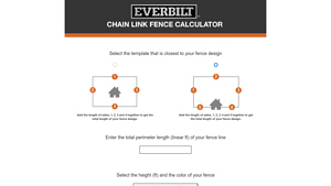 Screenshot of EverBilt Chain Link Fence Calculator