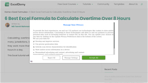Screenshot of 6 Best Excel Formula to Calculate Overtime Over 8 Hours - ExcelDemy