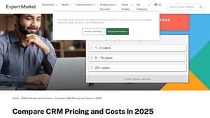 Screenshot of Compare CRM Pricing and Costs in 2025 - Expert Market