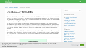 Screenshot of Stoichiometry Calculator - ezcalc.me