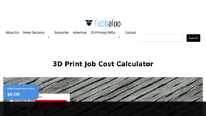 Screenshot of 3D Print Job Cost Calculator - Fabbaloo