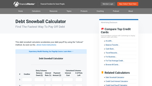 Screenshot of Debt Snowball Calculator - Financial Mentor
