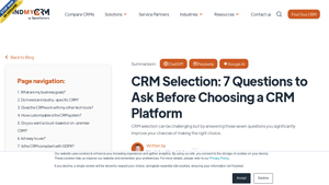 Screenshot of CRM Selection: 7 Questions to Ask Before Choosing a CRM Platform